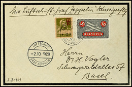 6922 1929, 4. Schweizfahrt, Abwurf Luzern Mit Bordpoststempel Vom 2.10., Brief Mit Schweizer Frankatur Und Stempel "LUZE - Other & Unclassified