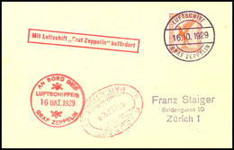 6929 1929, Balkanfahrt, Bordstempel Vom 16.10. Mit Abwurf Bukarest, Karte Mit 50 Pfg. Adler Und Vorderseitig Allen Stemp - Other & Unclassified