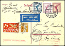 6933 1929, Fahrt Nach Zürich-Dübendorf, Bordpost Vom 2.11., 15 Pfg. Ganzsachenkarte Mit Flugpost-Zufrankatur Und Schweiz - Sonstige & Ohne Zuordnung