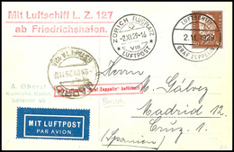 6935 1929, Fahrt Nach Zürich-Dübendorf, Bordpost, Fotokarte Mit 50 Pfg. Reichspräsidenten Nach Madrid Mit Vorderseitigem - Sonstige & Ohne Zuordnung