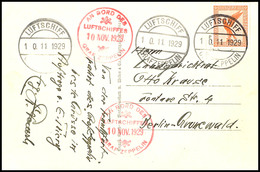 6939 1929, Fahrt Nach Frankfurt, Bordpost Vom 10.11., Fotokarte Mit 50 Pfg. Adler, Bordstempel Vom 10.11. Sowie Text Ein - Other & Unclassified
