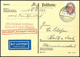 6940 1929, Fahrt Nach Frankfurt, Bordpost Vom 10.11., Karte Mit 50 Pfg. Nothilfe 1929 (Mi.-Nr. 434) Nach Halle Mit Flugp - Other & Unclassified