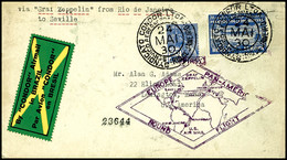 6962 1930, Südamerikafahrt, Brasil. Post, Rio De Janeiro - Sevilla, Brief Mit 20000 R. Zeppelinmarke Aus RIO DE JANEIRO  - Sonstige & Ohne Zuordnung