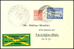 6965 1930, Südamerikafahrt, Brasilianische Post, Rio De Janeiro -Recife - Lakehurst, Brief Mit 20000 Rs. Zeppelin USA Un - Andere & Zonder Classificatie