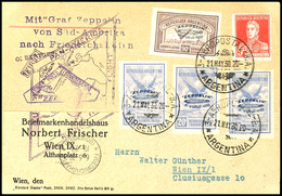 6972 1930, Südamerikafahrt, Argentinische Post Bis Friedrichshafen, Karte Mit 90 C. Zeppelin Mit Grünem Aufdruck Und Dre - Other & Unclassified