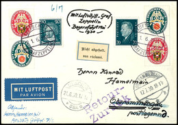 6980 1930, Deutschlandfahrt, Bordpost Vom 21.6, Karte Mit Beidseitiger Frankatur (u.a. Zusammendrucke Mi.-Nr. W 27.2, W  - Sonstige & Ohne Zuordnung