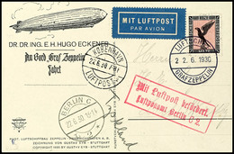 6981 1930, Deutschlandfahrt, Bordpost Vom 22.6. Mit Abwurf Kopenhagen, Eckener-Vordruckkarte Mit 1 M. Adler Und Tagesste - Andere & Zonder Classificatie