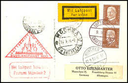 6997 1930, Fahrt Nach Russland, Bordpost Vom 9.9., Fotokarte Mit Senkrechtem Paar 50 Pfg. Reichspräsidenten Via Moskau N - Sonstige & Ohne Zuordnung