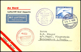 7007 1930, Vogtlandfahrt, Bordpost Vom 28.9. Mit Privatem Gedenkstempel Des Vogtländischen Flugvereins, Vordruckbrief Mi - Other & Unclassified