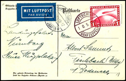 7020 1931, Fahrt Nach Nürnberg, Bordpost Vom 10.5., Karte Mit 1 RM Zeppelin Und Vorderseitigem Ankunftsstempel NÜRNBERG- - Other & Unclassified