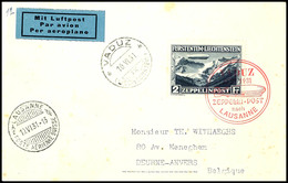 7031 1931, Fahrt Vaduz-Lausanne, Brief Mit 2 Fr. Zeppelin Und Stempel VADUZ XI 10.VI. Nach Belgien Mit Ankunftsstempel,  - Other & Unclassified