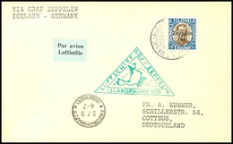 7038 1931, Islandfahrt, Isländische Post, Karte Aus REYKJAVIK 30.6. Mit 1 Kr. Sondermarke Via Friedrichshafen Nach Cottb - Sonstige & Ohne Zuordnung