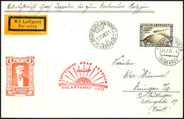 7053 1931, Polarfahrt, Auflieferung Friedrichshafen Bis D. Malygin, Brief Mit 4 RM Polarfahrt Und Alter Zeppelinvignette - Other & Unclassified