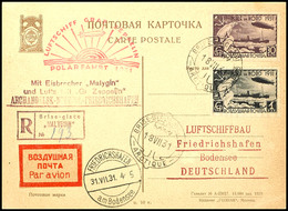 7056 1931, Polarfahrt, Russ. Post Mit Auflieferung Malygin, R-Karte Mit Ungezähnten Zeppelinmarken 30 K. Und 1 R., Tadel - Andere & Zonder Classificatie