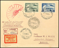 7059 1931, Polarfahrt, Russische Post, Auflieferung Leningrad, Karte Und Brief Mit Ungezähnten Zeppelinmarken Mit Postso - Other & Unclassified