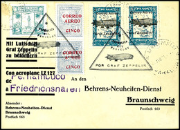 7069 1931, 1. Südamerikafahrt, Paraguayische Post, Karte Mit U.a. Beiden Zeppelin-Sondermarken 3 P. Auf 4 P. Und 4 P. Je - Sonstige & Ohne Zuordnung