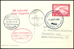 7071 1931, Fahrt Nach Öhringen Und Frankfurt, Öhringen - Frankfurt, Karte Mit 1 RM Zeppelin Und Sonderstempel ÖHRINGEN Z - Sonstige & Ohne Zuordnung