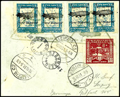 7078 1931, 2. Südamerikafahrt, Paraguayische Post, R-Brief Mit Rückseitig U.a. Jeweils Waagerechtem Paar Zeppelinmarken  - Other & Unclassified