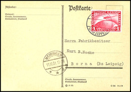 7079 1931, Fahrt Nach Meiningen, Bordpost Vom 11.10., Karte Mit 1 RM Zeppelin Und Allen Stempeln, Adressiert Nach Borna, - Other & Unclassified