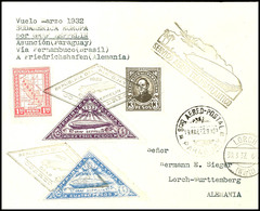 7090 1932, 1. Südamerikafahrt, Paraguayische Post, R-Brief Mit U.a. 4 P. Und 16 P. Zeppelinmarken Sowie Allen Stempeln N - Other & Unclassified