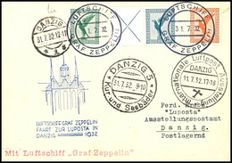 7106 1932, Lupostafahrt, Bordpost Bis Danzig, Karte Mit U.a. Flugpost-Zusammendruck X + 20 Pfg. (Mi.-Nr. W 21.1.), Alle  - Andere & Zonder Classificatie