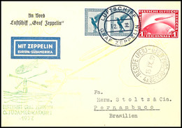 7119 1932, 6. Südamerikafahrt, Bordpost Vom 12.9. Bis Recife, Karte Mit U.a. 1 RM Zeppelin, Tadellos, Katalog: Si.177Ab  - Andere & Zonder Classificatie