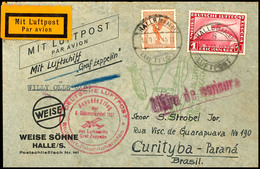 7120 1932, 6. Südamerikafahrt Mit Anschlussflug Stuttgart, Firmenvordruckbrief Aus HALLE (SAALE) 10.9. Mit U.a. 1 RM Zep - Sonstige & Ohne Zuordnung