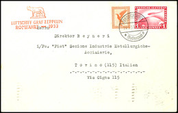 7139 1933, Italienfahrt, Abgabe Rom Mit Auflieferung Friedrichshafen, Brief Mit U.a. 1 RM Zeppelin Und Rückseitigem Masc - Other & Unclassified