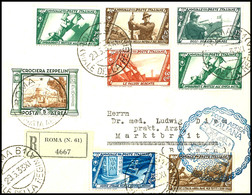 7141 1933, Italienfahrt, Italienische Post Mit Rundstempel Rom, Brief Mit U.a. 5 L. Zeppelinmarke Und Allen Stempeln Nac - Other & Unclassified