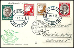 7192 1934, Schweizfahrt, Bordpost Vom 10.7. Mit Abwurf Zürich, Fotokarte Mit Bunter Frankatur Und Allen Stempeln, Pracht - Andere & Zonder Classificatie