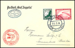 7194 1934, 4. Südamerikafahrt, Bordpost Vom 22.7 Mit Best.-Stempel "d" Und Bordstempel, Brief Mit U.a. 1 RM Zeppelin Bis - Andere & Zonder Classificatie