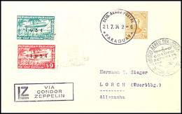 7195 1934, 4. Südamerikafahrt, Paraguayische Post, Brief Mit Zeppelinmarken 9 P. Und 13,50 P. Nach Deutschland, Pracht,  - Sonstige & Ohne Zuordnung