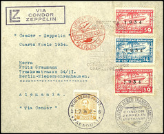 7196 1934, 4. Südamerikafahrt, Paraguayische Post, Brief Mit U.a. 4,50 P. Und 9 P. (2) Zeppelinmarken 1934 Sowie Leitste - Other & Unclassified