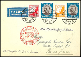 7202 1934, 7. Südamerikafahrt, Anschlussflug Berlin Mit Best.-Stempel "a", Karte Mit U.a. Zweimal 25 Pfg. Kolonialforsch - Other & Unclassified