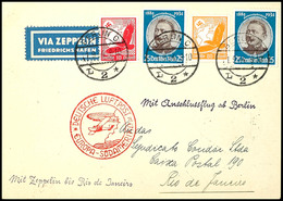 7202 1934, 7. Südamerikafahrt, Anschlussflug Berlin Mit Best.-Stempel "a", Karte Mit U.a. Zweimal 25 Pfg. Kolonialforsch - Sonstige & Ohne Zuordnung