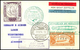 7210 1934, 9. Südamerikafahrt, Paraguayische Post, Karte Mit U.a. 22,50 P.  Zeppelinmarke 1934 Sowie Allen Stempeln Nach - Sonstige & Ohne Zuordnung