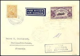 7220 1935, 3. Südamerikafahrt, Paraguayische Post, Brief Mit U.a. 22,50 P. Zeppelinmarke 1935 Sowie Allen Stempeln Nach  - Andere & Zonder Classificatie