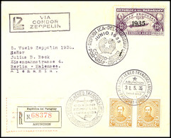 7223 1935, 5. Südamerikafahrt, Paraguayische Post, R-Brief Mit U.a. 22,50 P. Zeppelinmarke 1935 Sowie Allen Stempeln Nac - Other & Unclassified