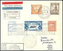 7236 1935, 16. Südamerikafahrt, 2. Pendelfahrt, Paraguayische Post, R-Brief Mit U.a. 45  P. Zeppelinmarke 1935 Sowie All - Other & Unclassified