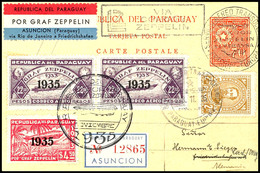 7238 1935, 16. Südamerikafahrt, III. Pendelfahrt, Paraguayische Post Mit Best.-Stempel Type 3, R-Ganzsache Mit U.a. 4,50 - Other & Unclassified