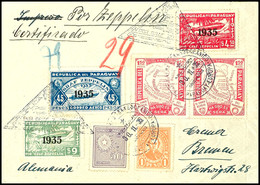 7239 1935, 16. Südamerikafahrt, III. Pendelfahrt, Paraguayische Post Mit Best.-Stempel Type 4, R-Brief Mit U.a. 4.50 P., - Sonstige & Ohne Zuordnung