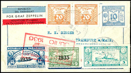 7240 1935, 7. Südamerikafahrt, Paraguayische Post, R-Brief Mit Zeppelinmarken 9 P. Und 45 P. Nach Frankfurt Mit Allen St - Other & Unclassified