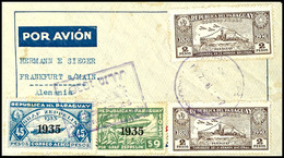 7241 1936, 8. Südamerikafahrt, Paraguayische Post, R-Brief Mit U.a. 9 P. Und 45 P. Zeppelinmarken 1935 Sowie Allen Stemp - Andere & Zonder Classificatie