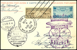 7245 1936, 1. Nordamerikafahrt, Amerikanische Post, Karte Mit Aufgabe-SST "NEW YORK THIRD, INT.PHILATELIC EXHIBITION STA - Other & Unclassified