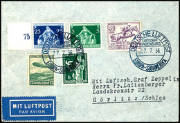 7251 1936, 9. Südamerikafahrt, Bordpost Der Rückfahrt Vom 27.7., Brief Mit Bunter Frankatur Nach Görlitz, Umschlag Klein - Other & Unclassified