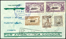 7258 1936, 12. Südamerikafahrt, Paraguayische Post, R-Brief Mit U.a. 13,50 P. Und 22,5 P. (2) Zeppelinmarken 1935 Sowie  - Sonstige & Ohne Zuordnung