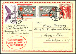 7275 Schweiz: 1930, Englandfahrt, Auflieferung Friedrichshafen , 20 C. Ganzsachenkarte Mit Flugpost-Zufrankatur Aus ROMA - Sonstige & Ohne Zuordnung