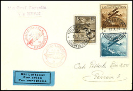 7294 Liechtenstein: 1930, Landungsfahrt Nach Bern Und Basel, Karte Aus TRIESENBERG 11.X. Mit Flugpostmarken Und Postsond - Sonstige & Ohne Zuordnung