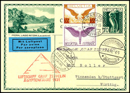 7296 Schweiz: 1931, Landungsfahrt Nach Ägypten, Auflieferung Friedrichshafen Bis Cairo, 10 C. Ganzsachenkarte Mit Guter  - Sonstige & Ohne Zuordnung