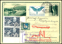7302 Schweiz: 1931, Landungsfahrt Nach Magdeburg Mit Auflieferung Friedrichshafen, Bild-Ganzsachenkarte Mit Zufrankatur  - Andere & Zonder Classificatie